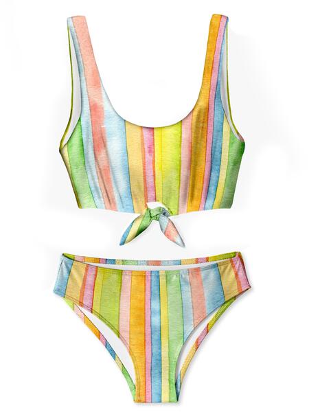 Striped Day Chest Tie Bikini- sample
