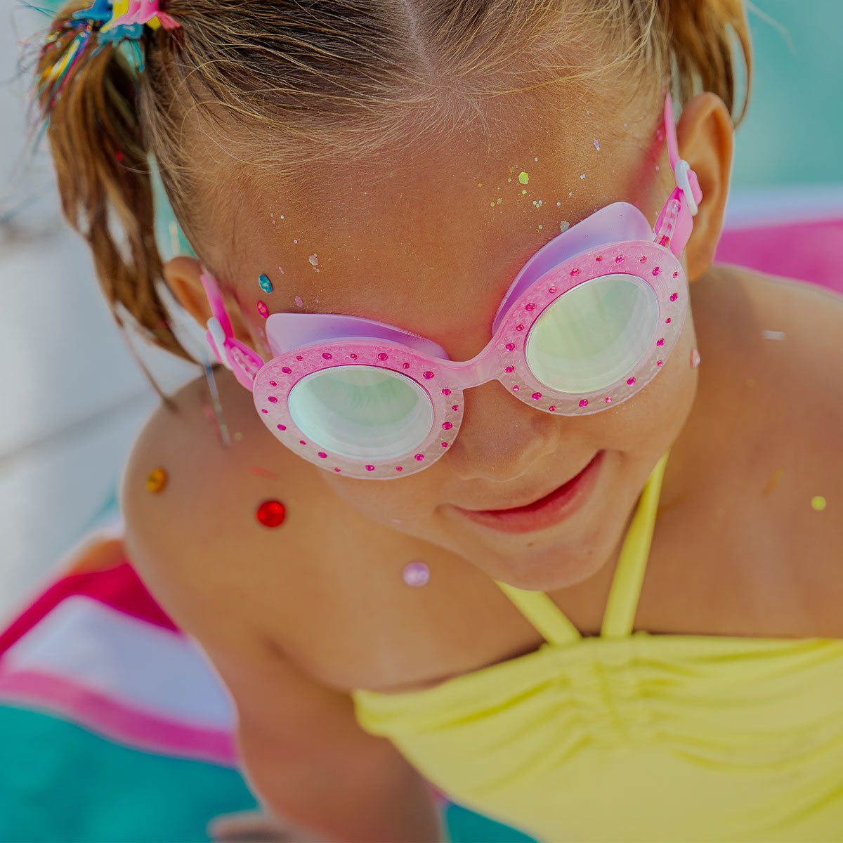 Blush Begonia Budding Flowers Swim Goggles