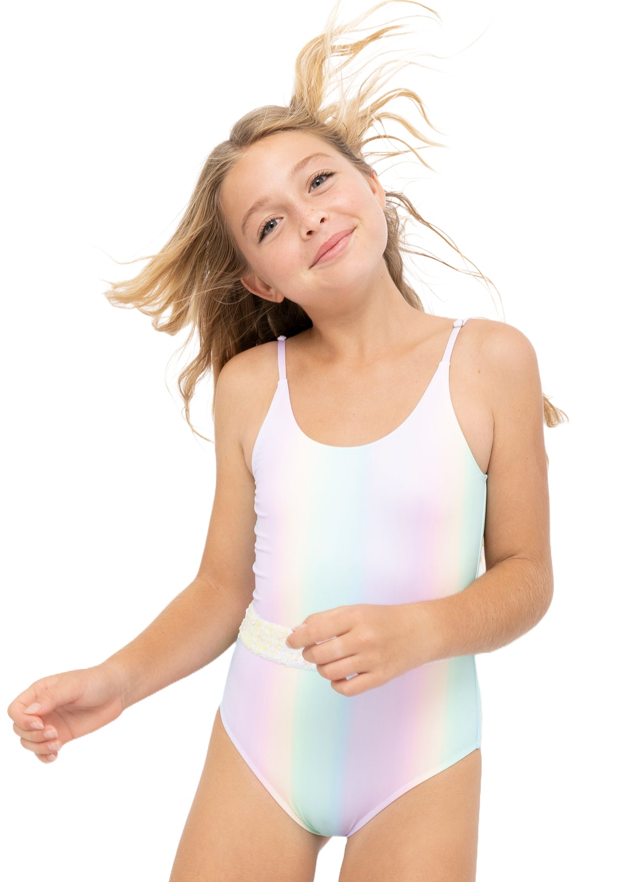 rainbow swimsuit for girls, beachwear for girls, rainbow bathing suit for girls