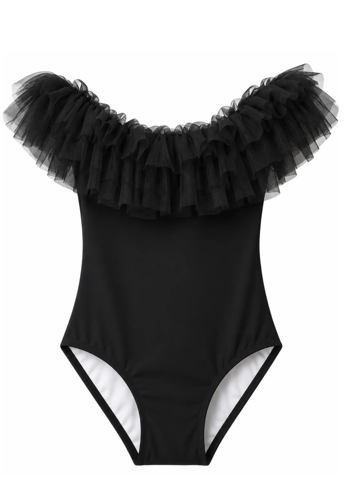 Black Tulle One Piece Swimsuit