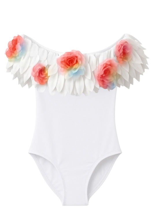 White Petal Bloom Bathing Suit