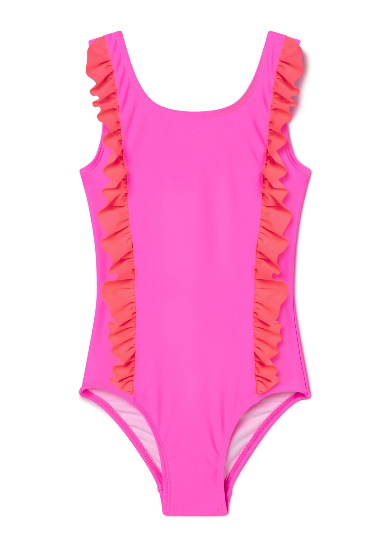 Neon Pink Red Ruffle Swimsuit – Stella Cove - Main Image
