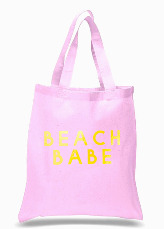 Beach Babe Gold in Pink Beach Bag