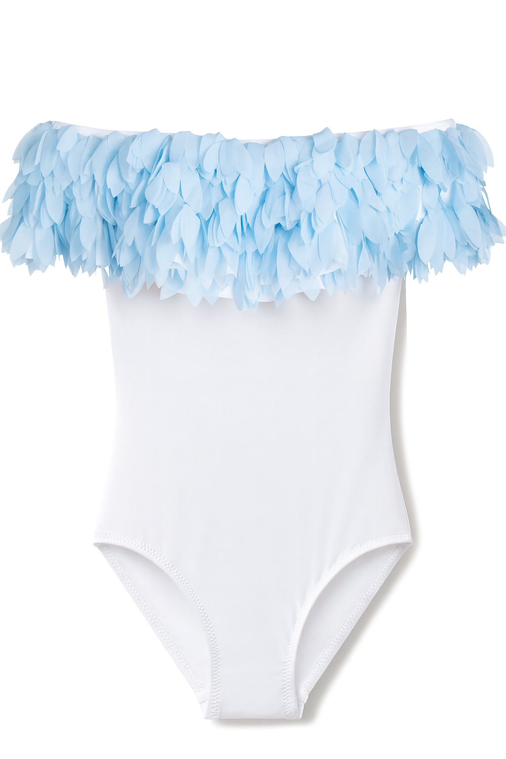 beautiful blue petal white bathing suit for girls