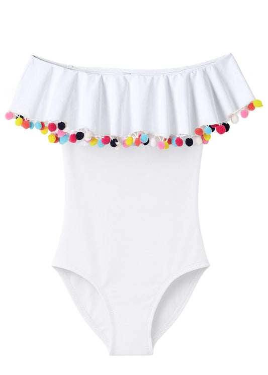 chic white bathing suit for girls