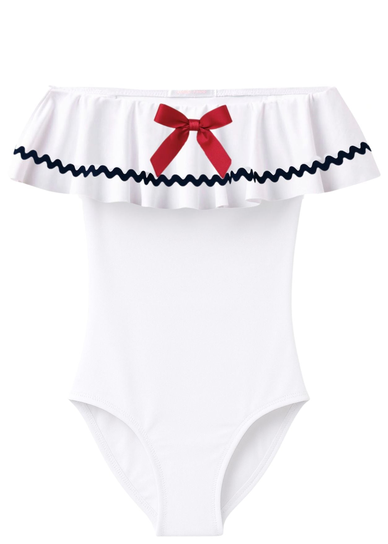 classic sailor white bathing suit for girls