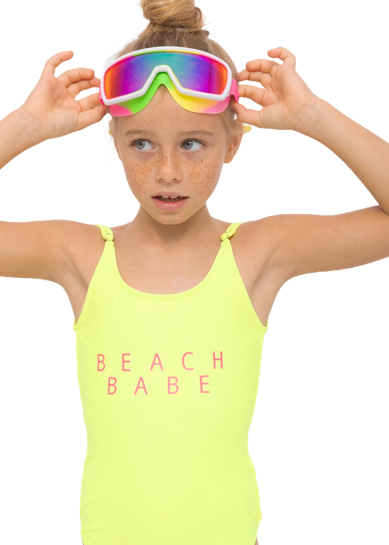 cute neon yellow bathing suit for girls