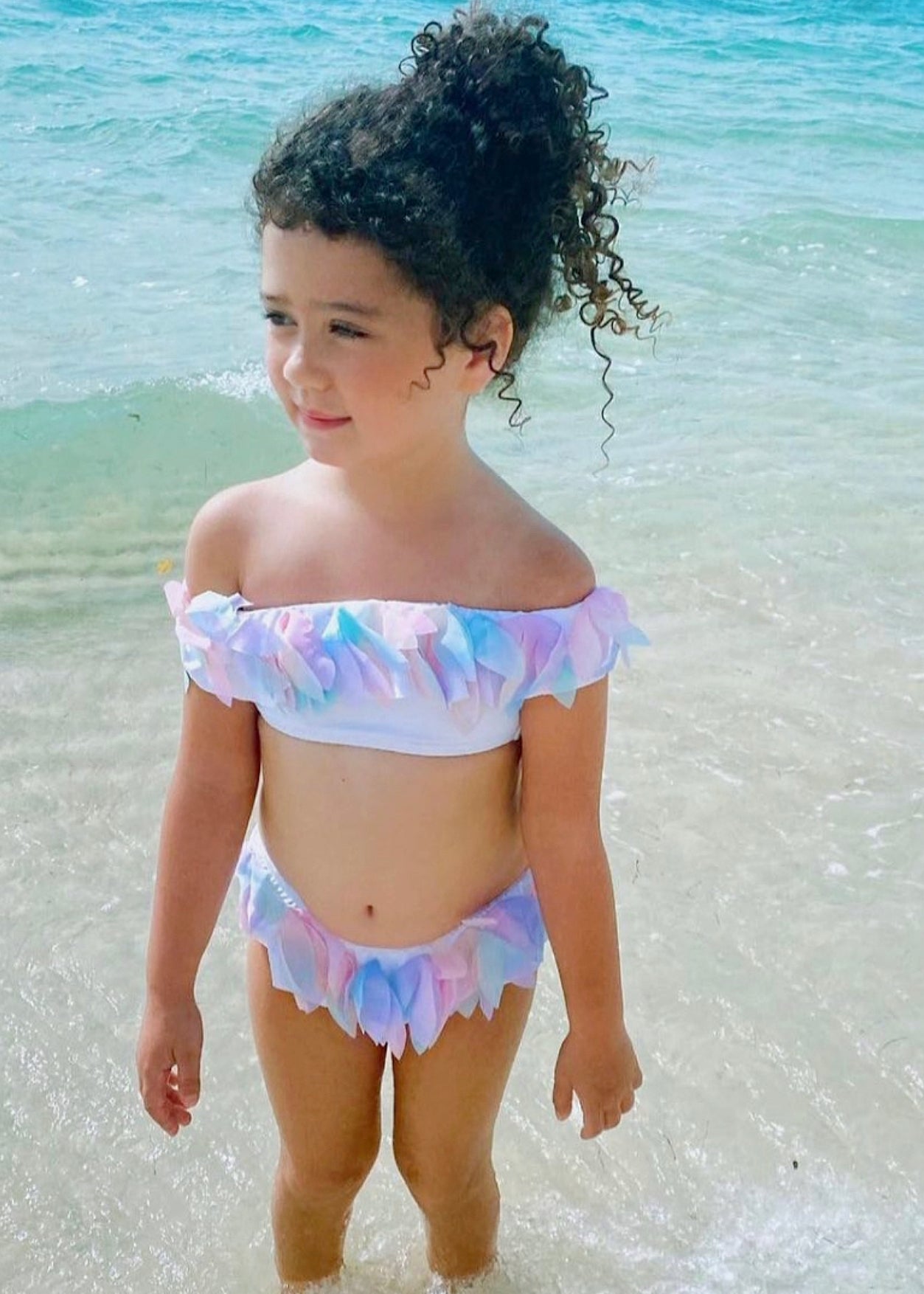 cute petal rainbow bikini for girls