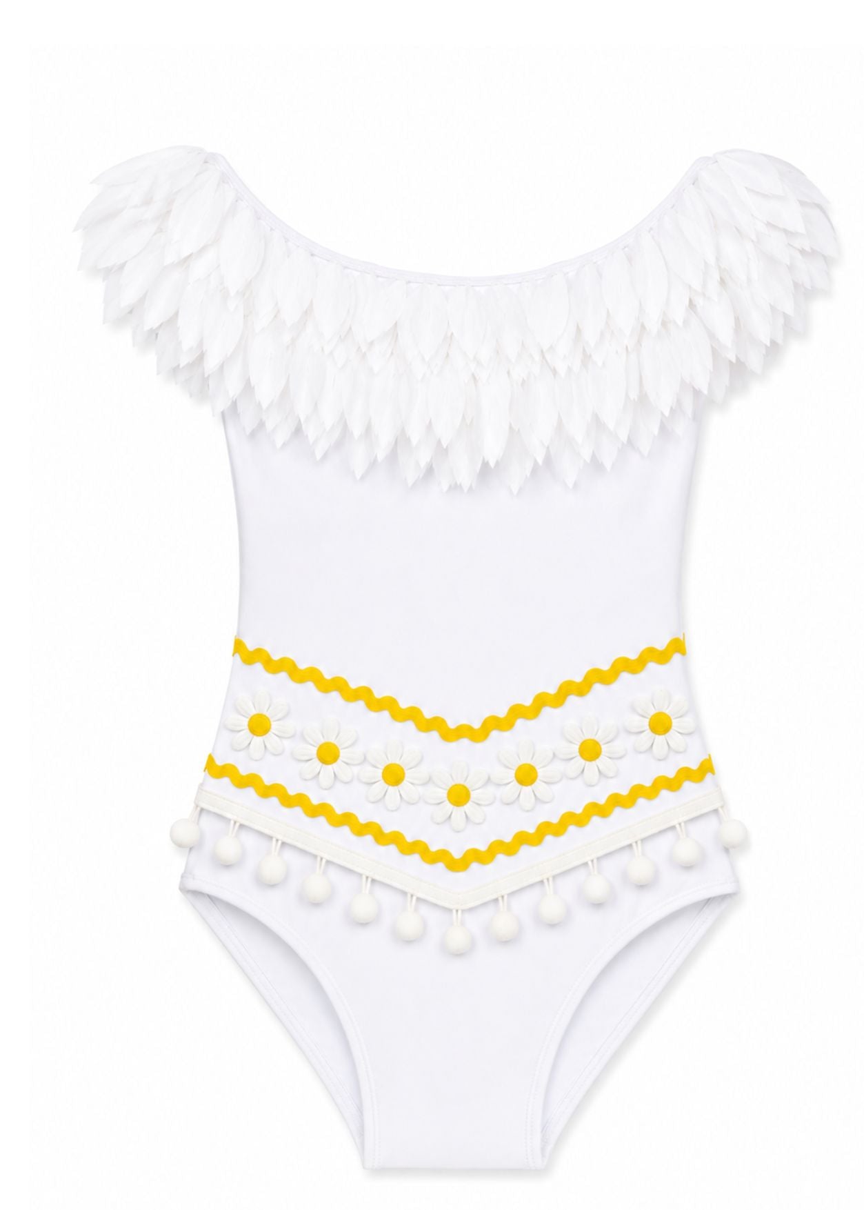 girls white petal swimsuit