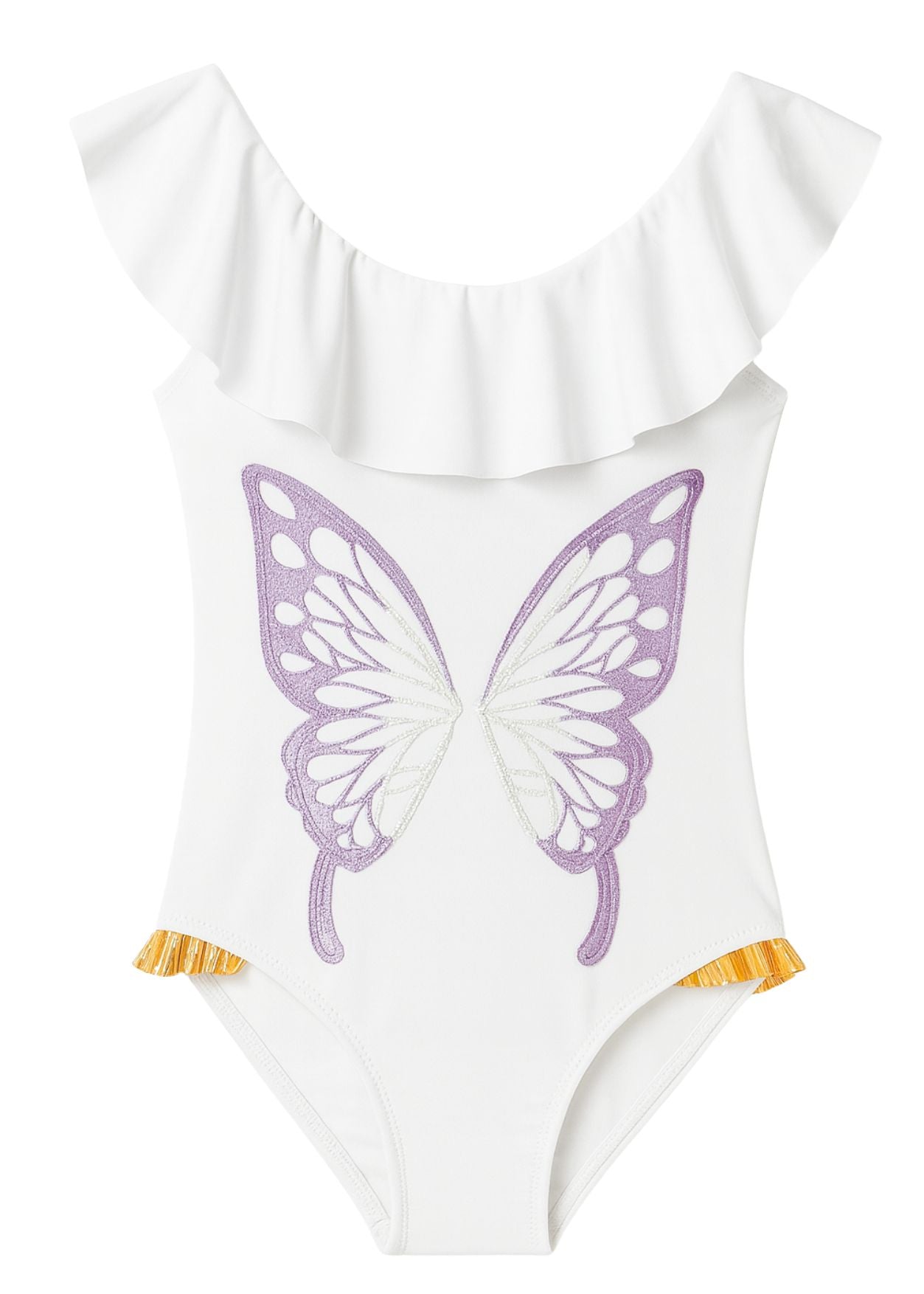 gorgeous butterfly white bathing suit for girls