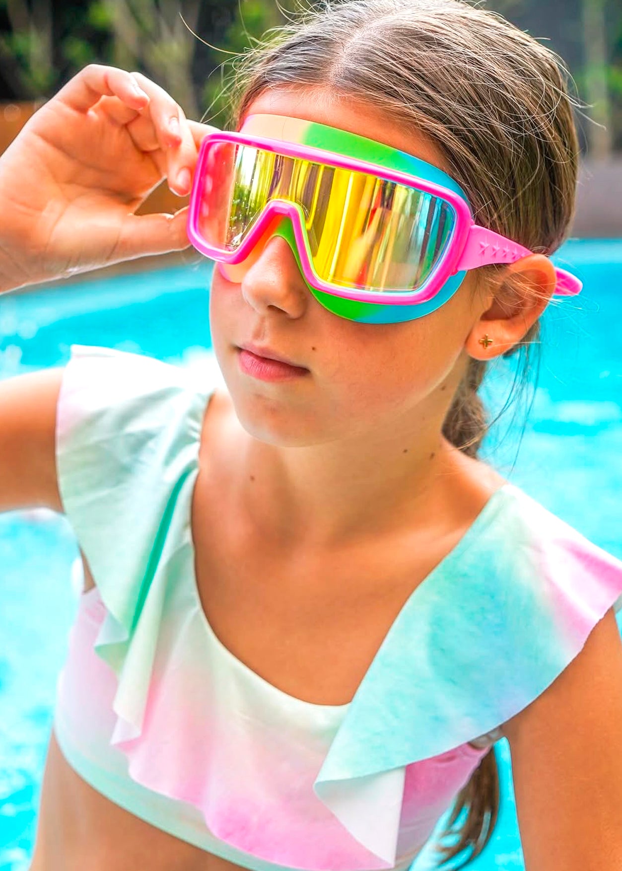 hot pink cute swimming goggles