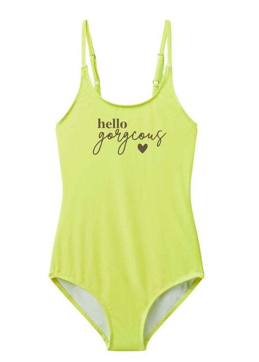 neon yellow girls swimwear