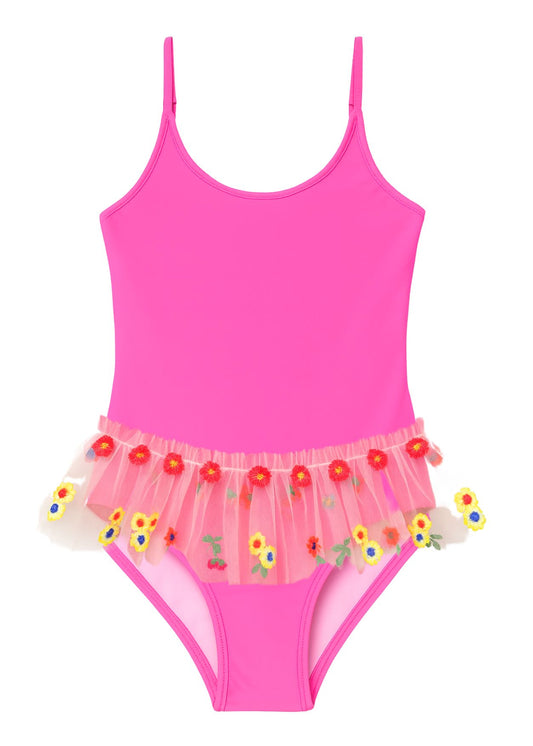 pretty neon pink girls swimwear