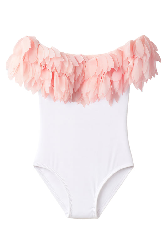 pretty petal white swimsuit for girls