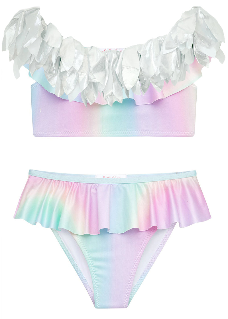 Rainbow Bikini with Silver Petals