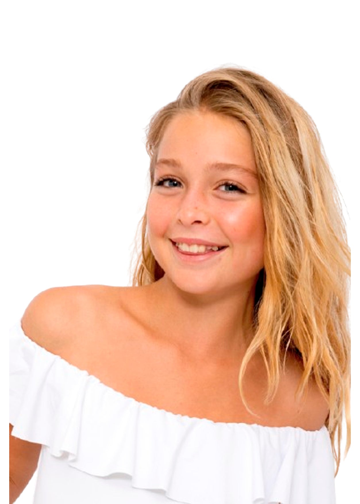 white swimwear tween girl