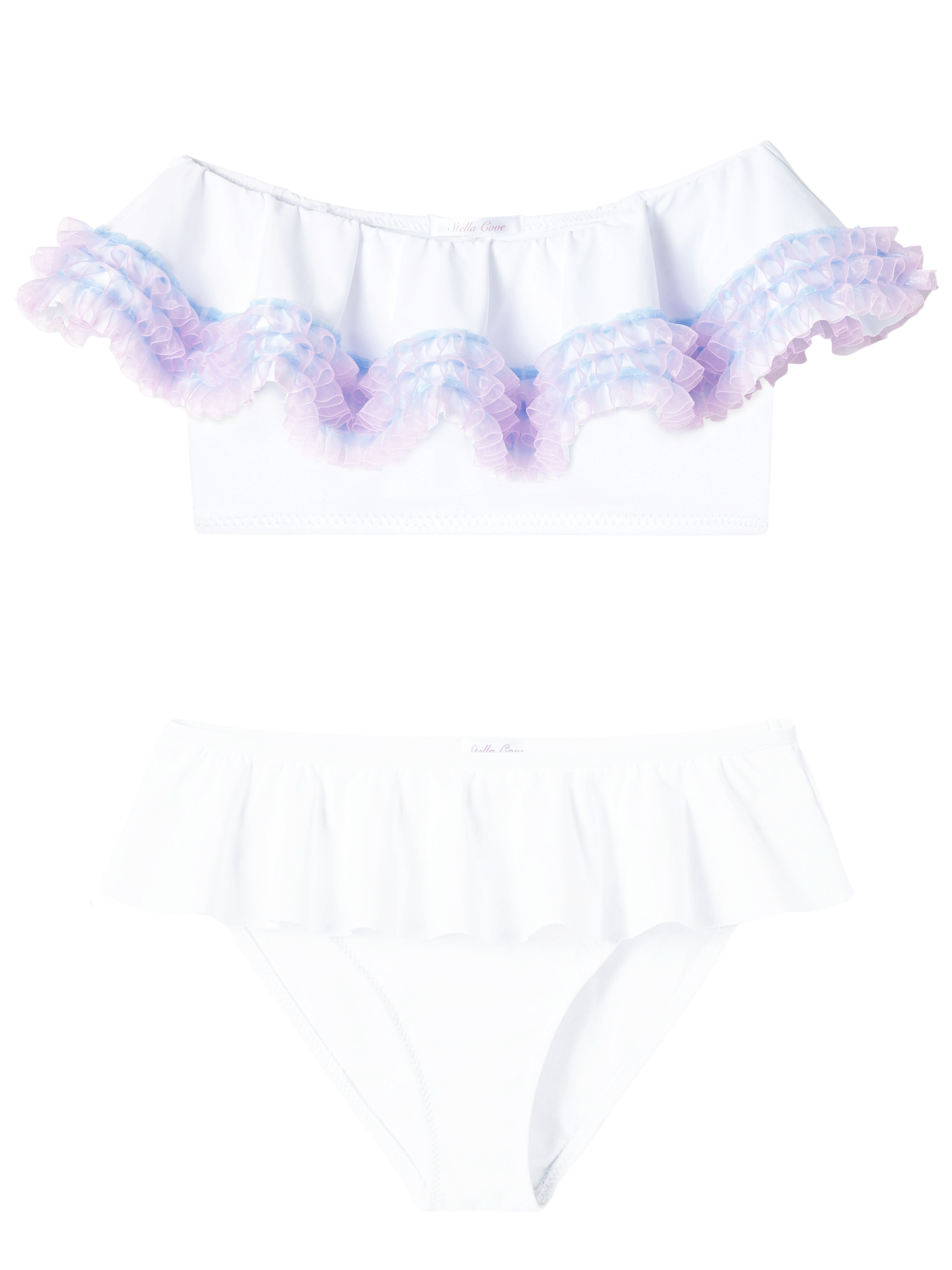 Pink and Blue Anemone White Bikini