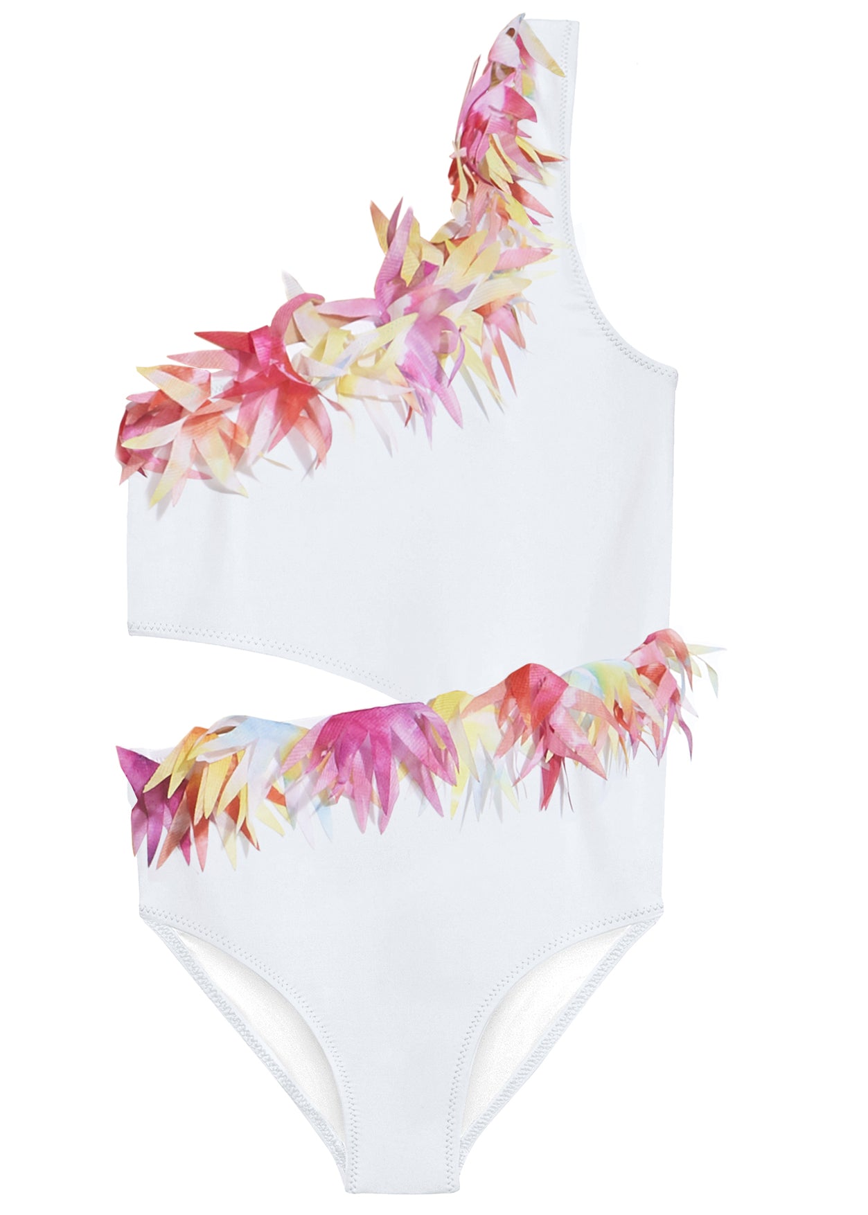 White Side Cut Swimsuit with Sugar Skies Petals