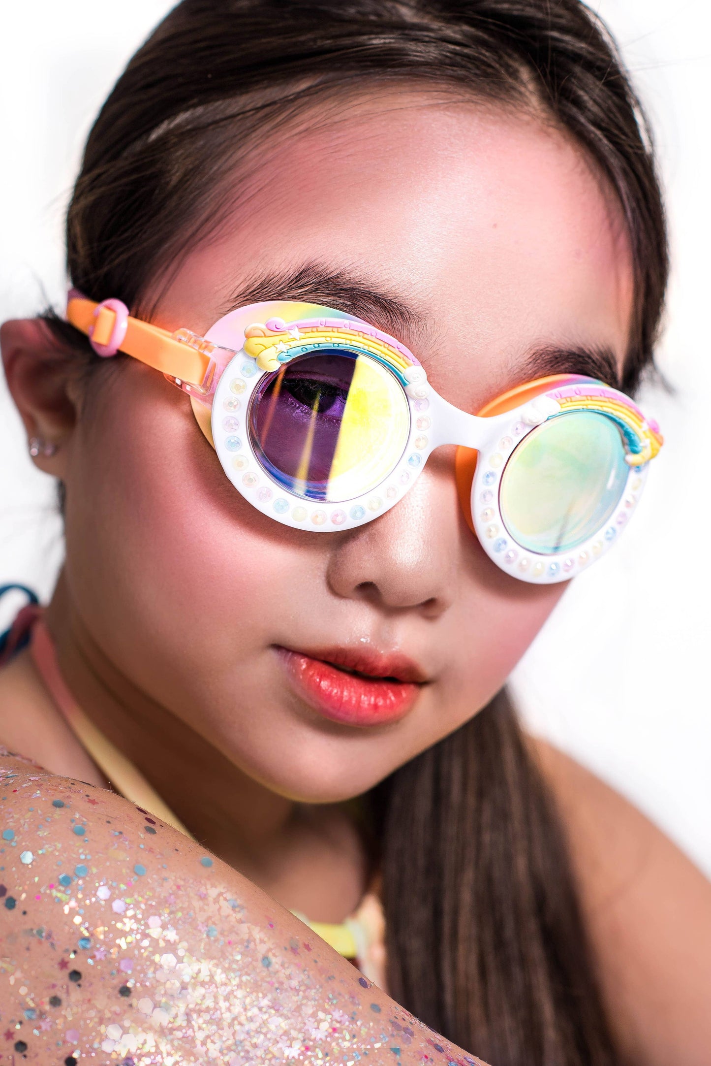 rainbow swimming goggles for girl