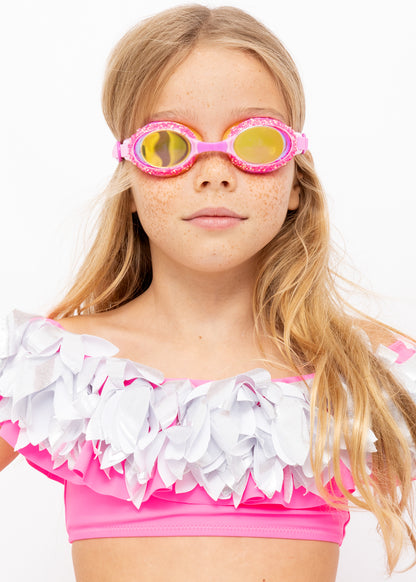 pink bikini for girls, pink swimming goggles for girls