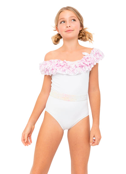 swimsuit for tweens, swimwear for teens, white bathing costume for girls, white beachwear for girls