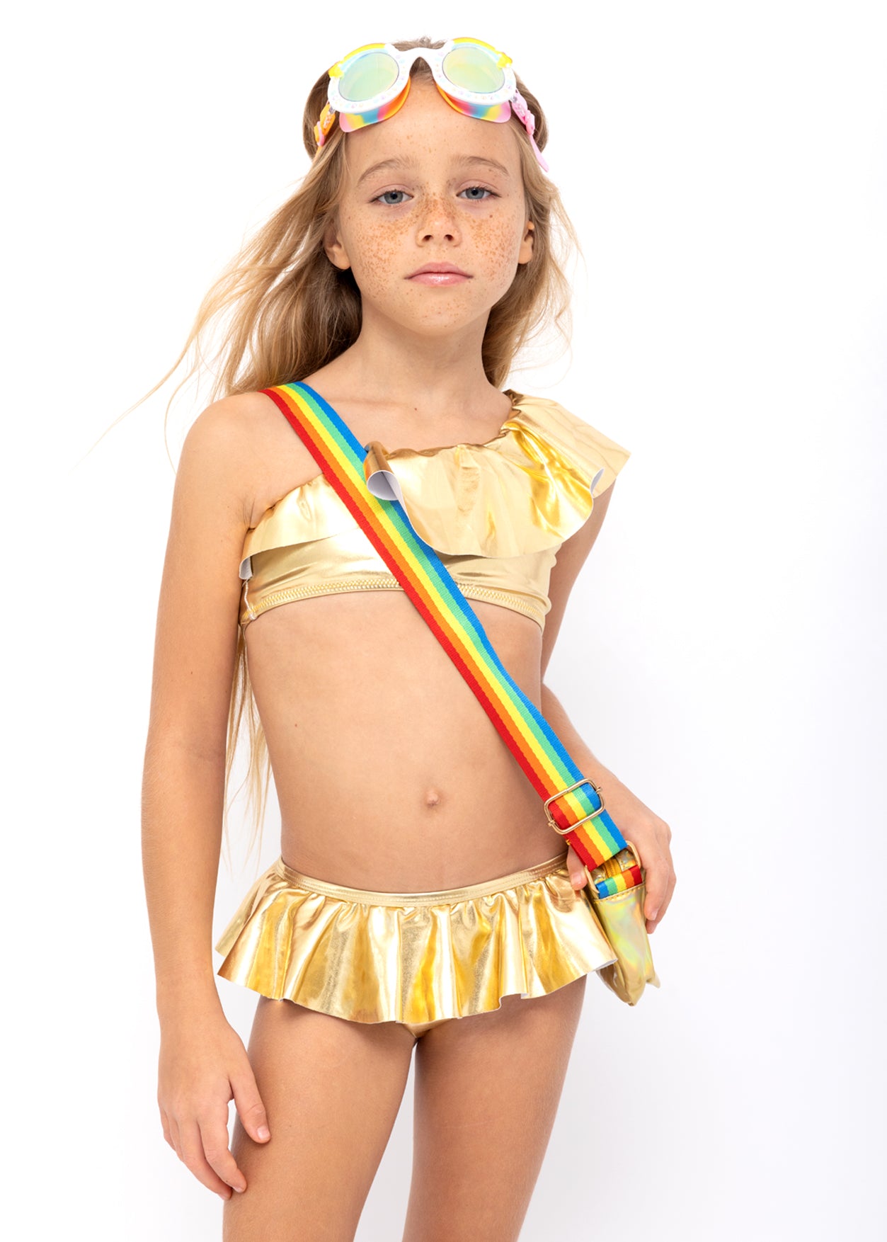 beachwear for girls, swimwear for girls, gold bikini for tween girls, gold bikini for girls