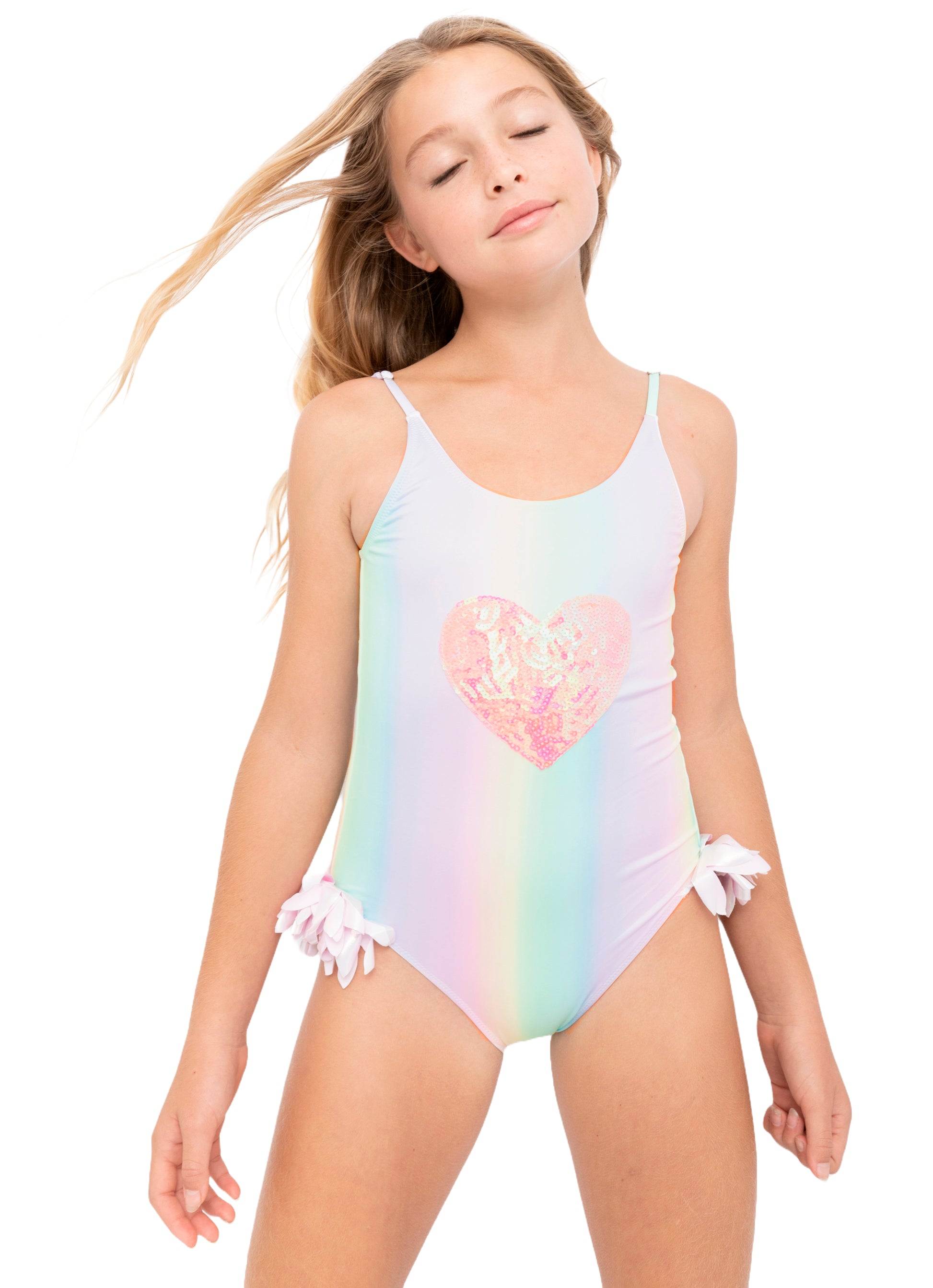 rainbow swimsuit for girls, rainbow bathing suit for girls, rainbow swimwear for girls