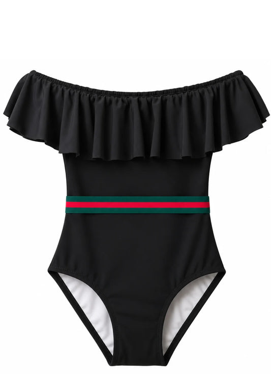Black Off Shoulder Swimsuit for Girls