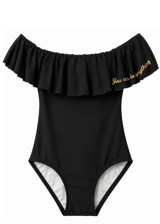 Black Ruffle Swimsuit for Girls