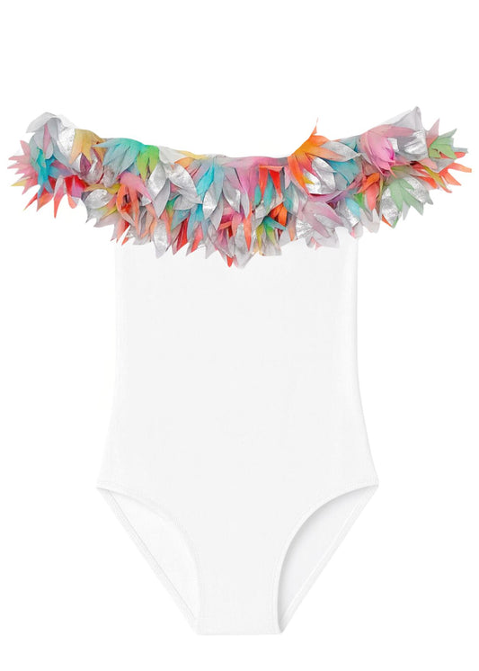 Mixed Petals White Swimsuit