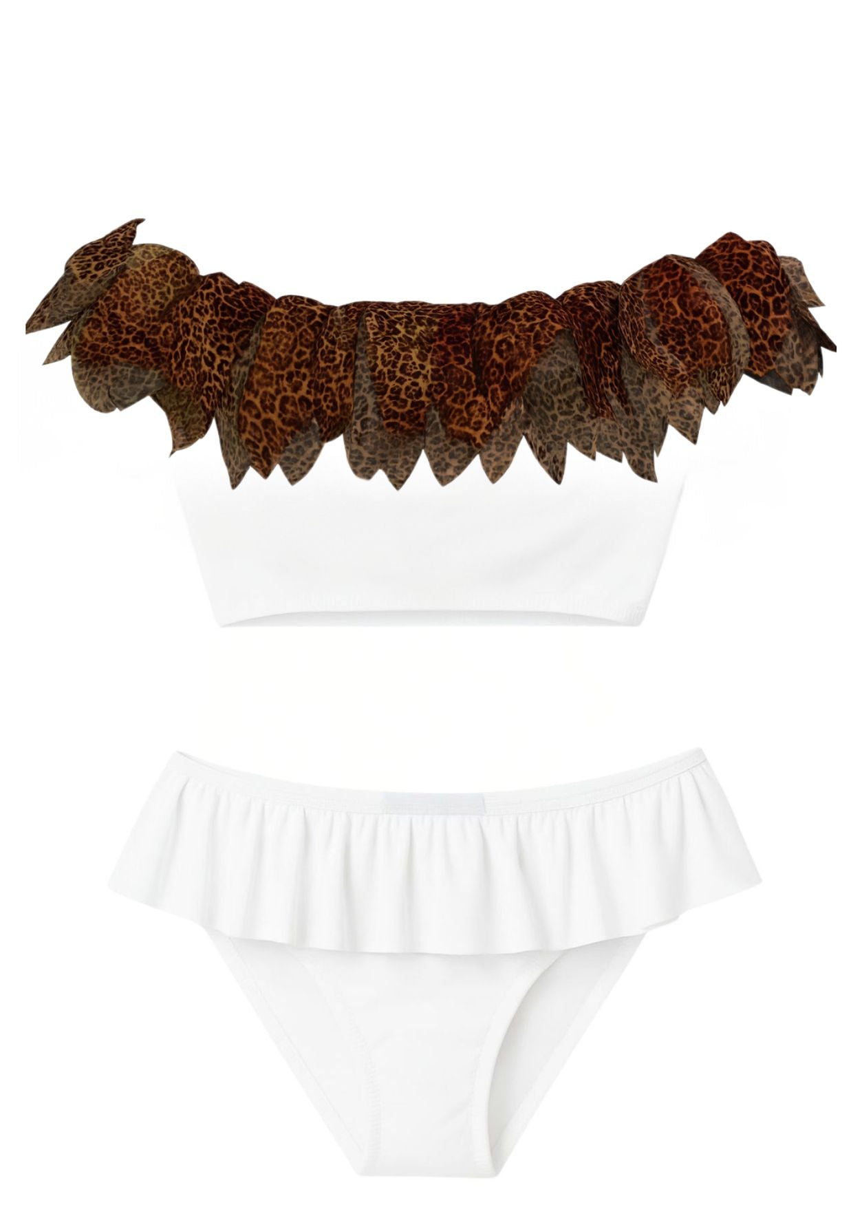 Cheetah Petals White Bikini