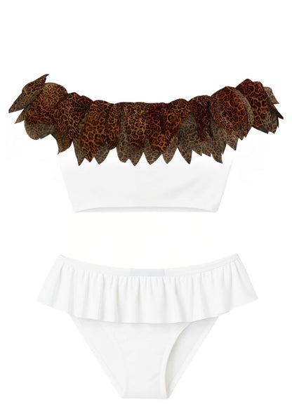 Cheetah Petals White Bikini