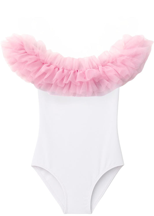 Pink Cloud White Swimsuit
