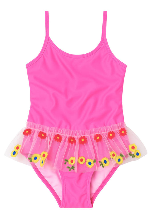 Floral Neon Pink Swimsuit for girls
