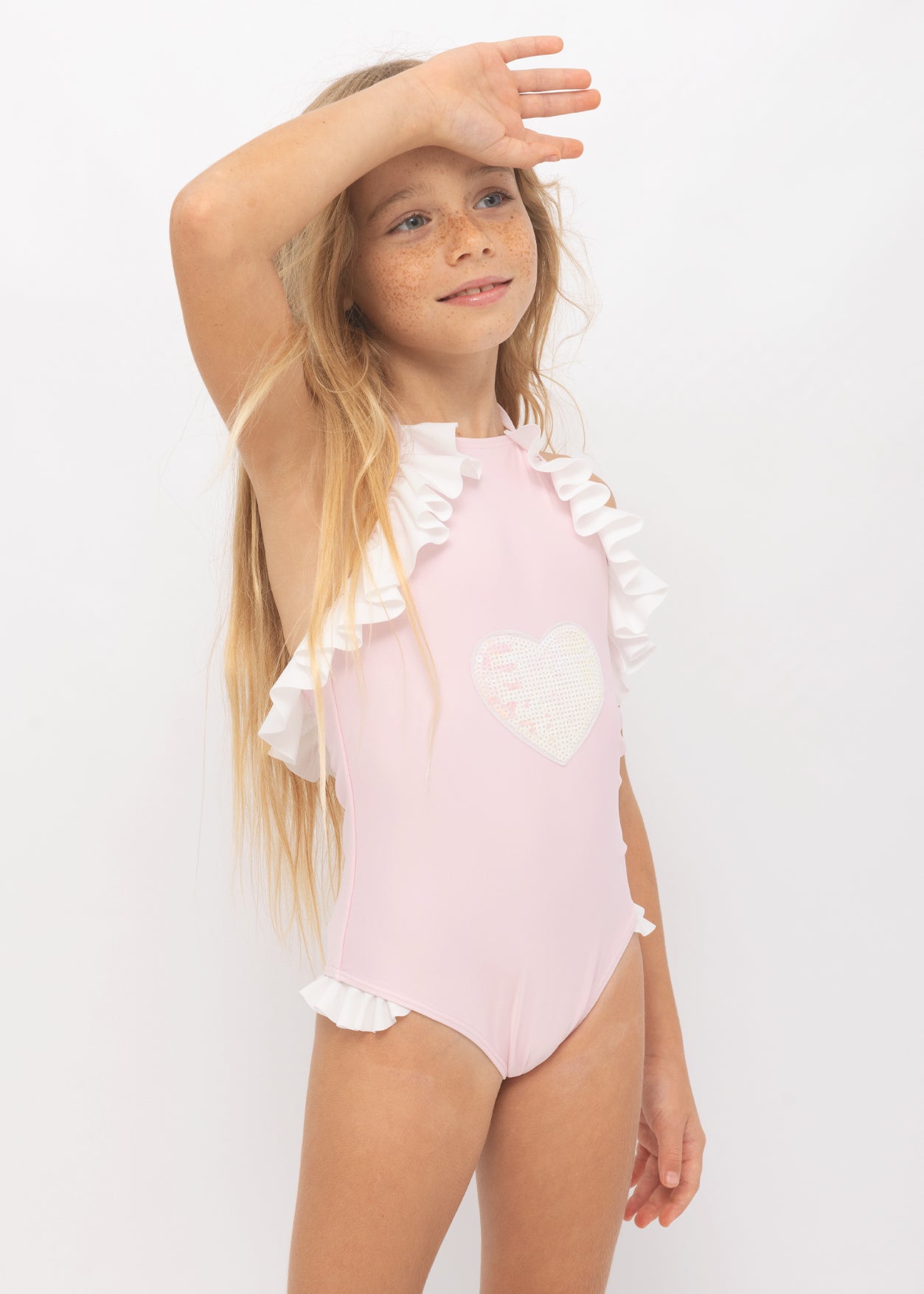 pink swimsuit for girls, pink bathing suit for tween girls, pink bathing costume for girls