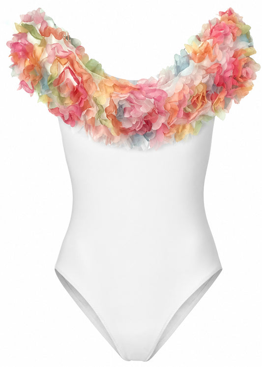 Womens White Bloom Swimsuit