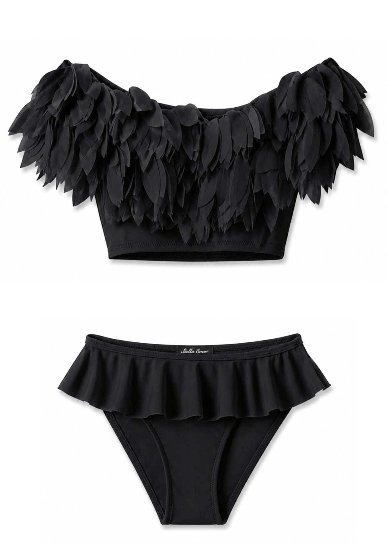beautiful black petal bikini for girls