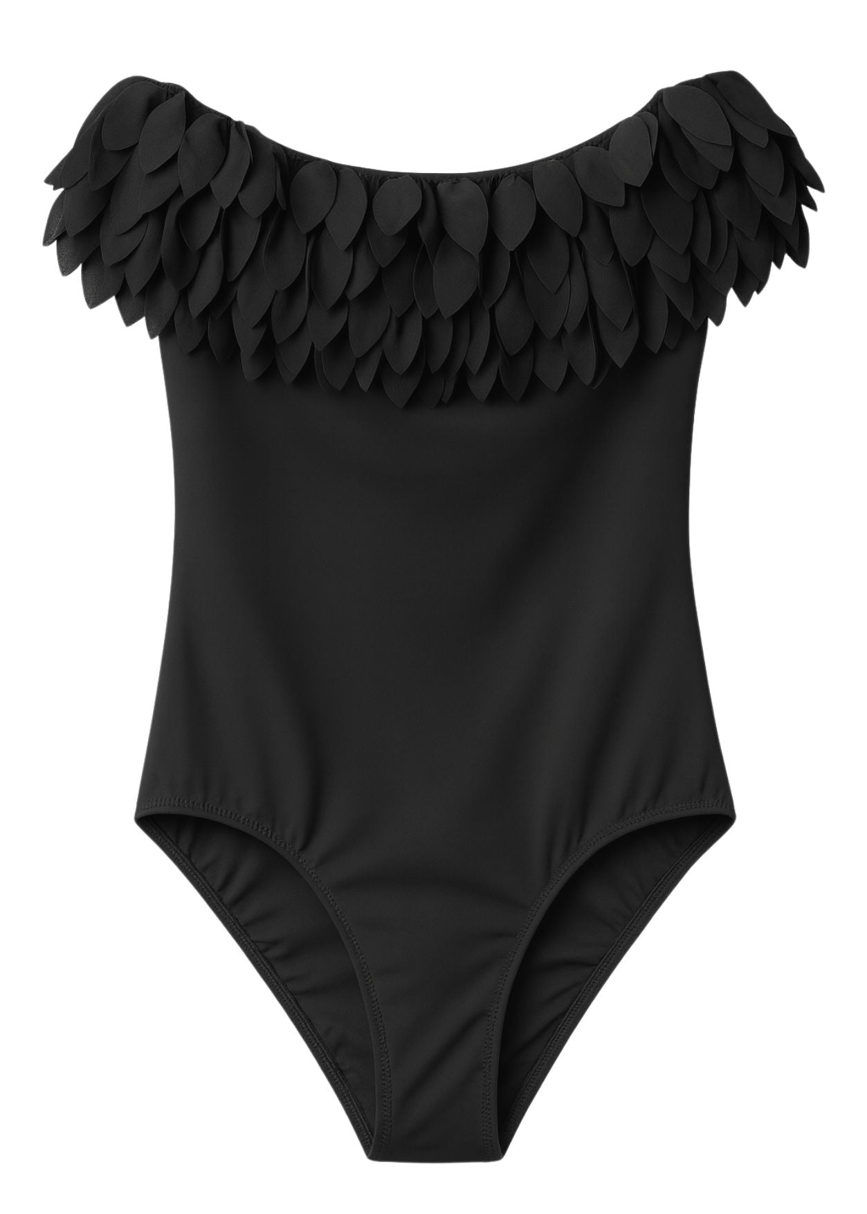 beautiful black petal girls swimwear