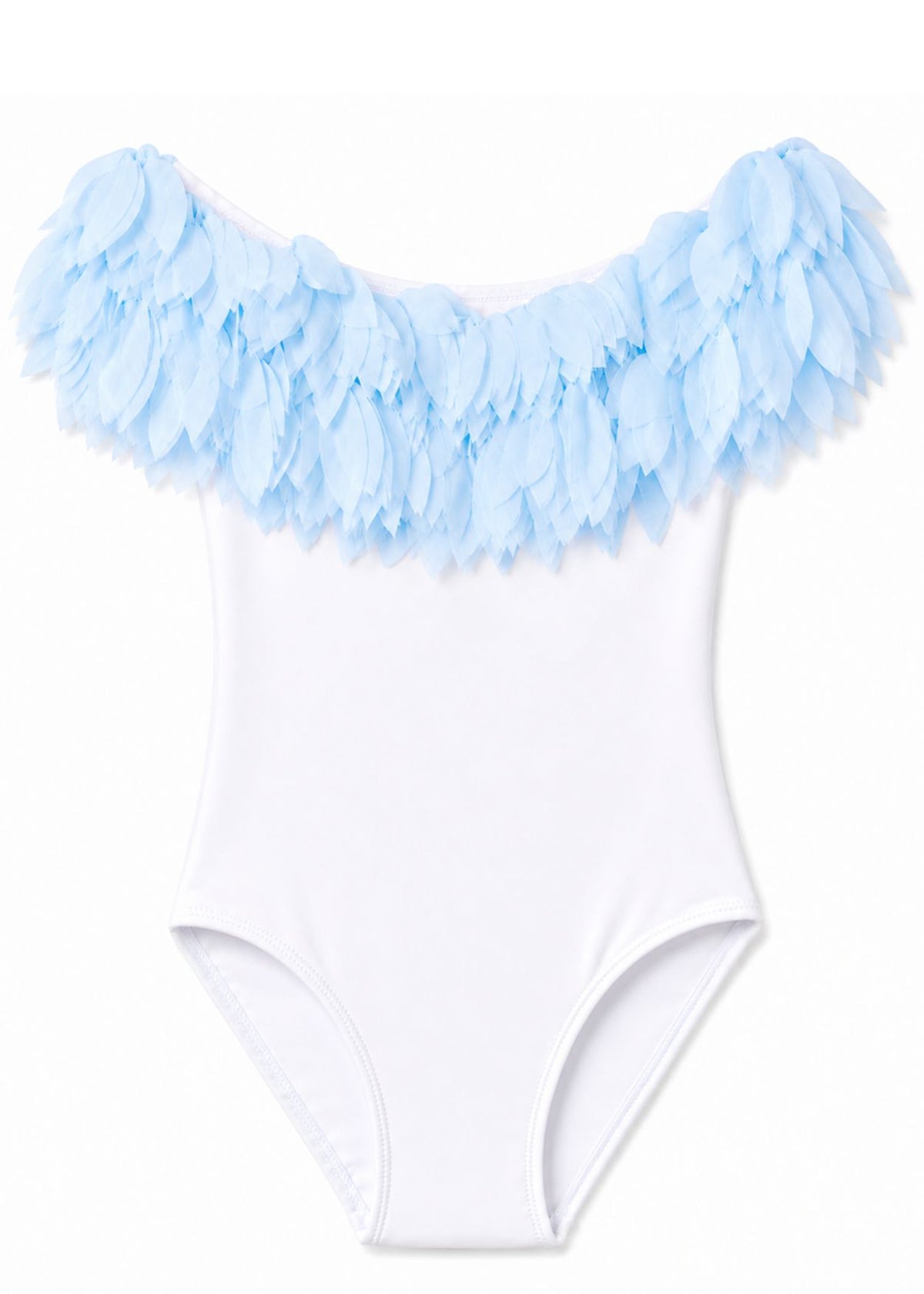 beautiful blue petal white swimsuit for girls