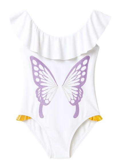 beautiful butterfly white bathing suit for girls