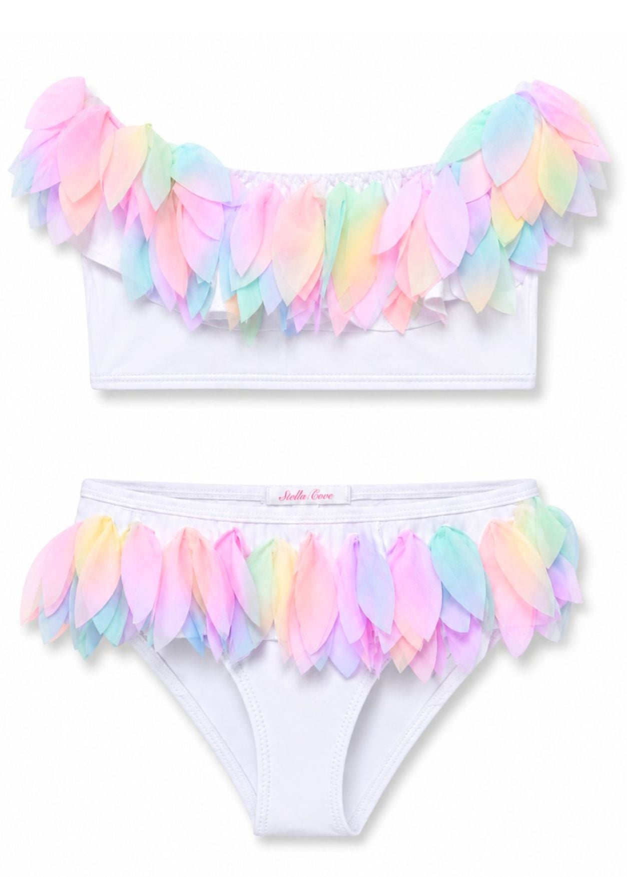 best selling rainbow petals bikini for girls