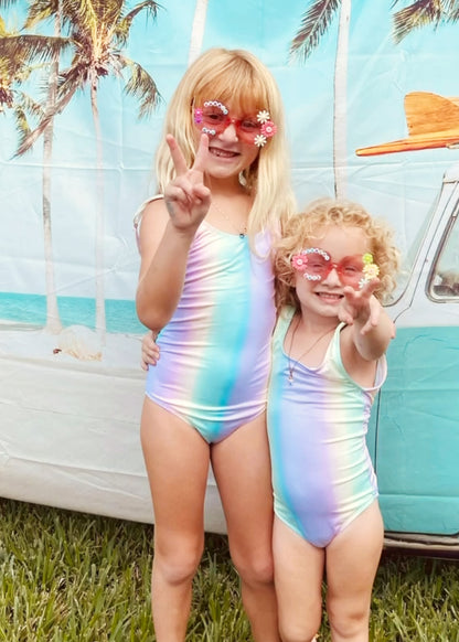 best selling rainbow swimsuit for tween girl