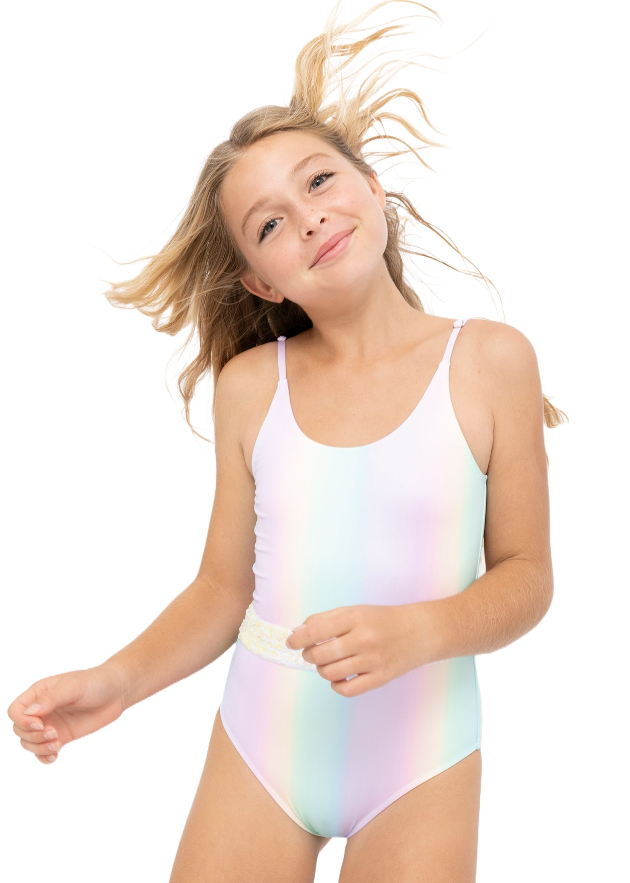 best selling rainbow swimsuit for tween girls