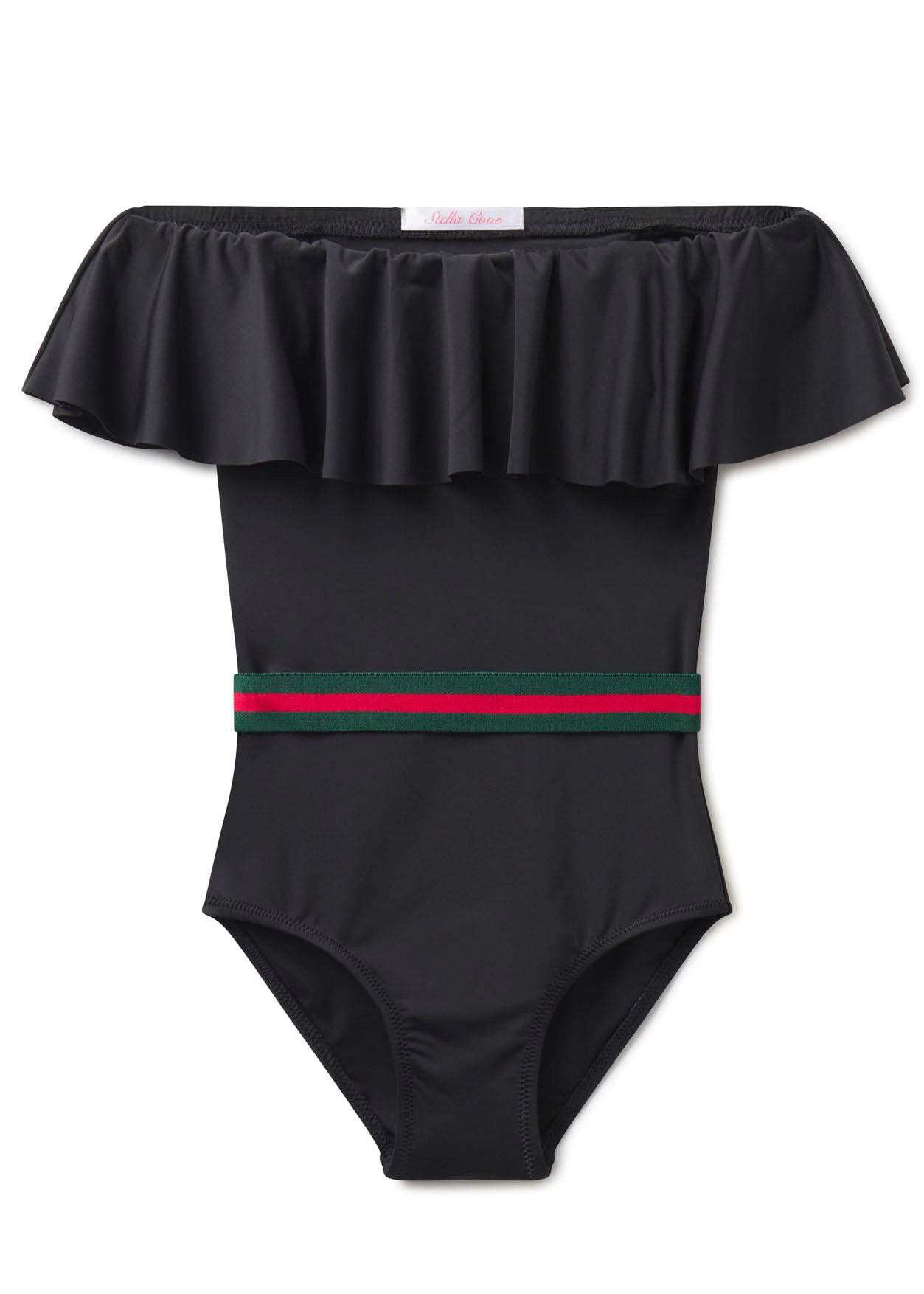 black bathing suit with belt for girls