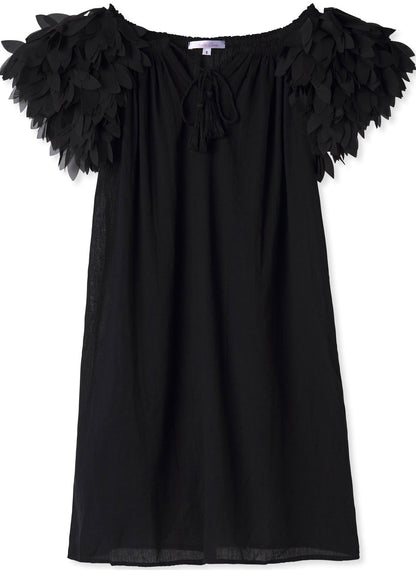 Black Dress with Black Petals for Girls
