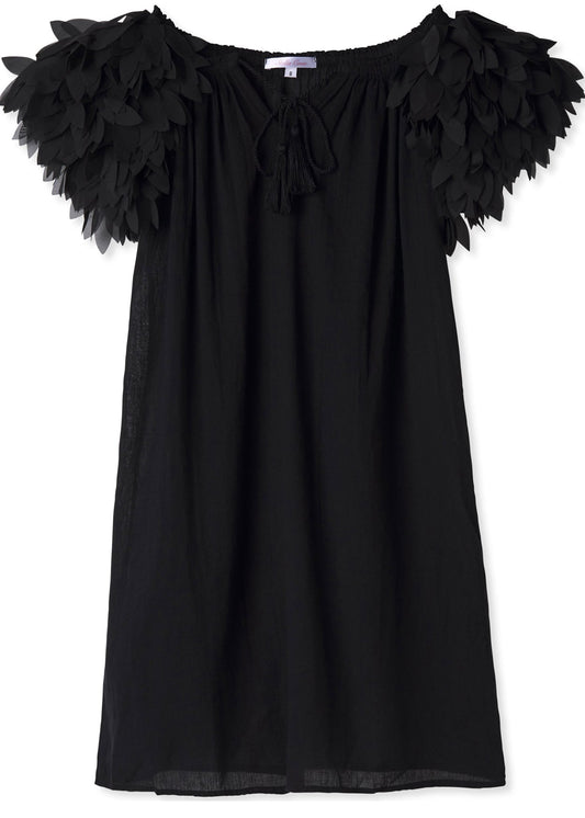 Black Dress with Black Petals for Girls