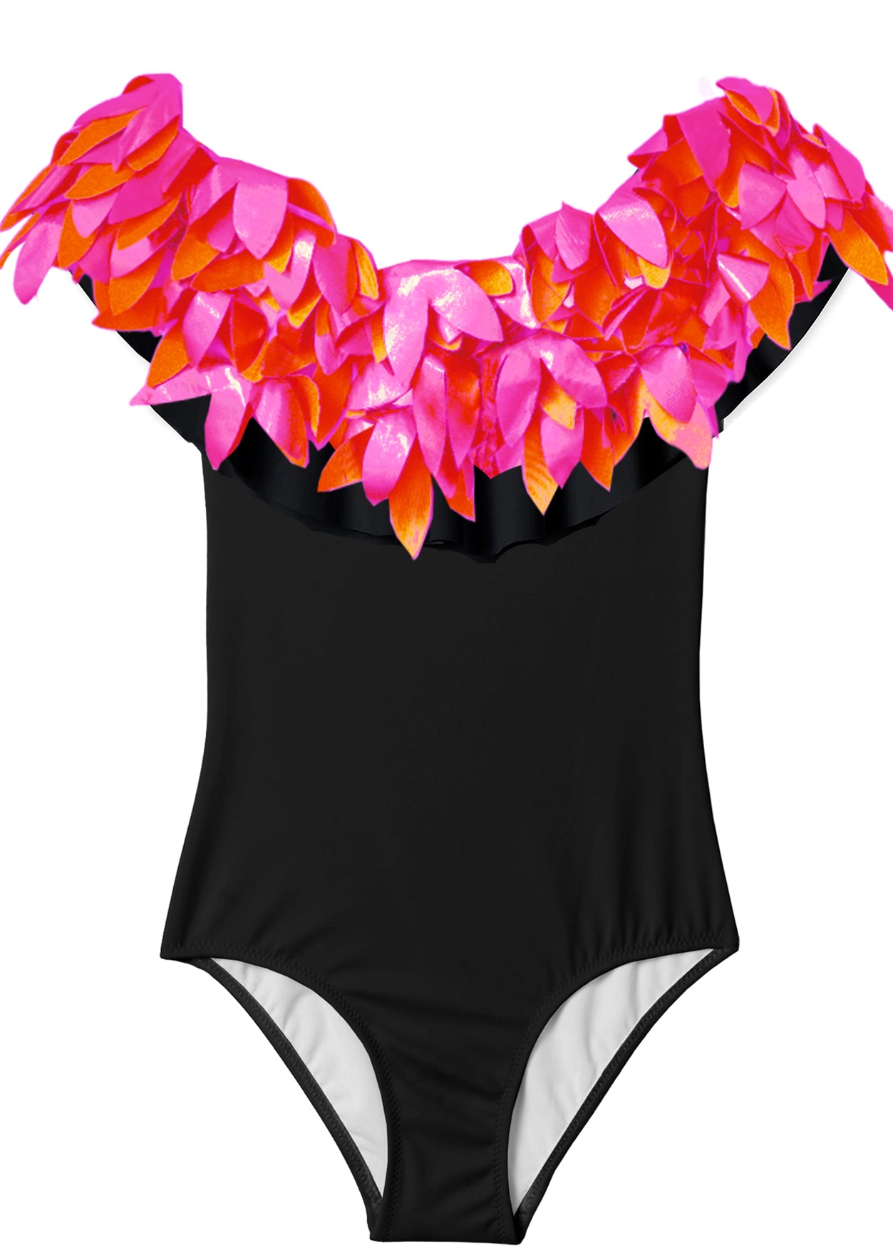 beachwear for girls, black swimsuit  for girls, black and pink bathing suit for girls