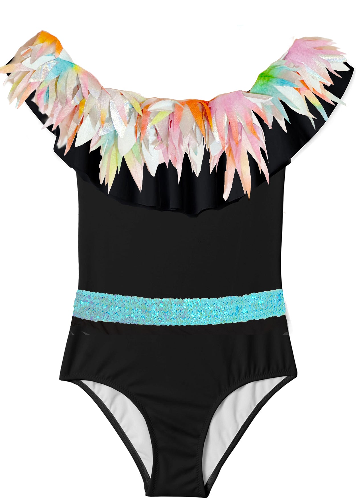 beachwear for girls, swimwear for girls, black swimsuit with flowers for girls