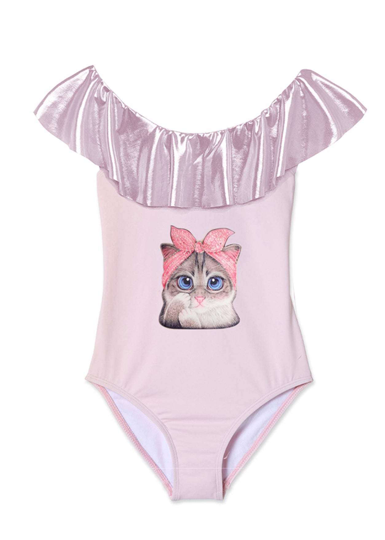 Rose Gold & Pink Swimsuit with Cat