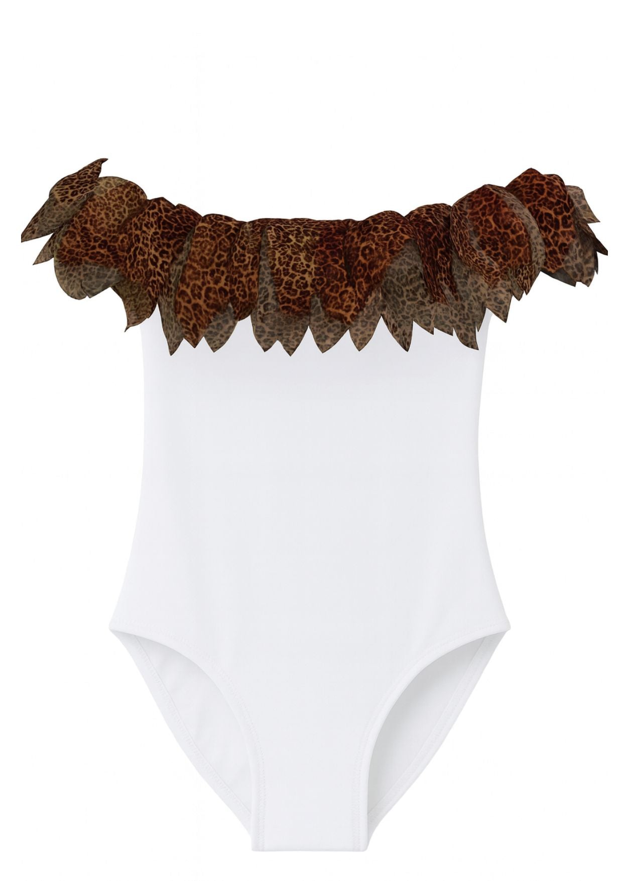 cheetah petals white bathing suit for girls